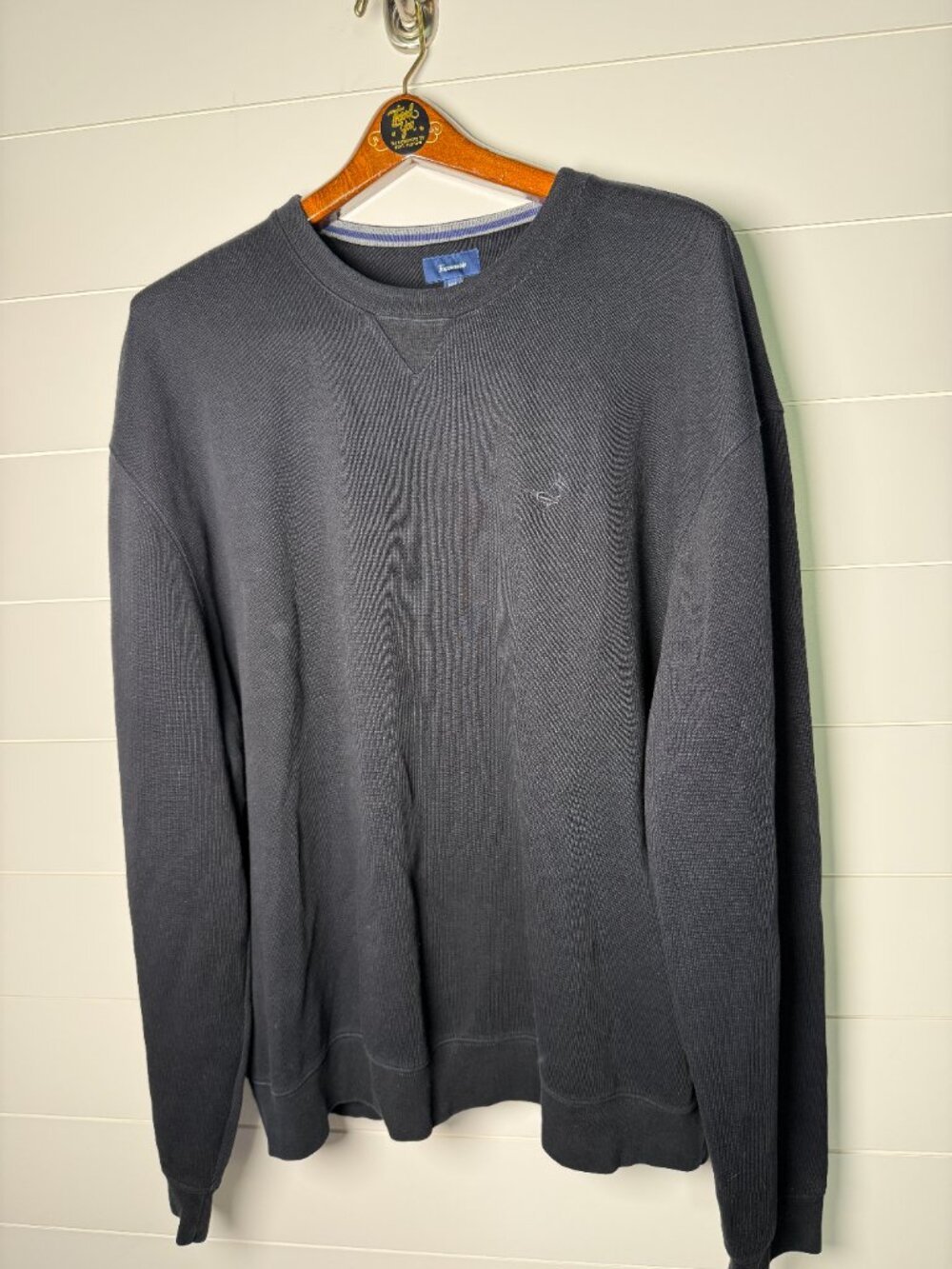 Faconnable Black Long Sleeve Crewneck Sweater 100% Cotton Sz XXL
